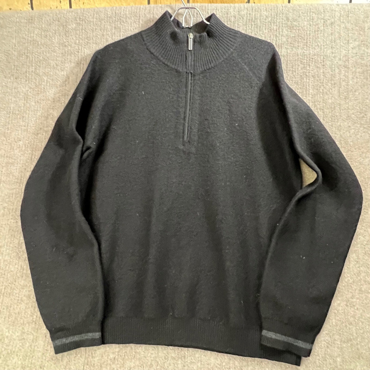 Smartwool Mens Black Merino Wool 1/4 Zip Pullover Sweater Large L READ