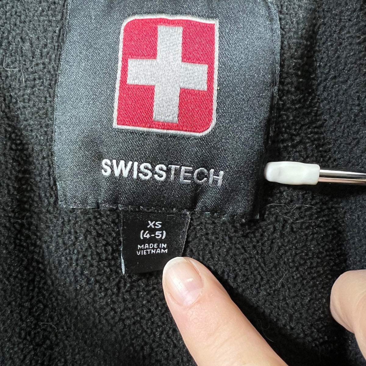 Swiss Tech Kids Puffer Jacket Hooded Black Size XS 4-5 Winter Warm Fleece Lined