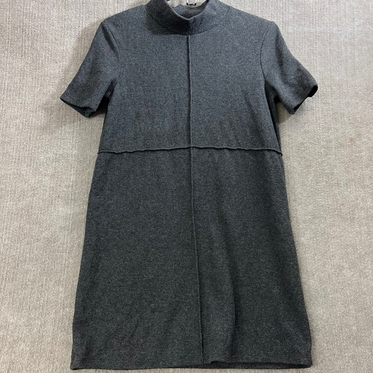 Zara Basic Gray Mock Neck Short Sleeve Sz 4 Mini Dress Casual Everyday