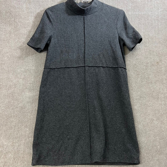 Zara Basic Gray Mock Neck Short Sleeve Sz 4 Mini Dress Casual Everyday