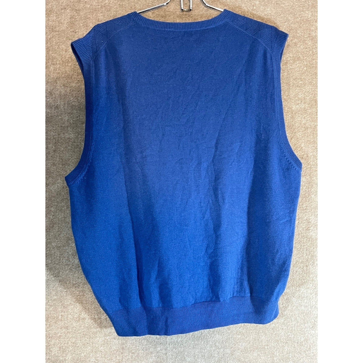 Austin Reed Sweater Vest Mens L Blue Silk Cashmere V-Neck Knit Preppy