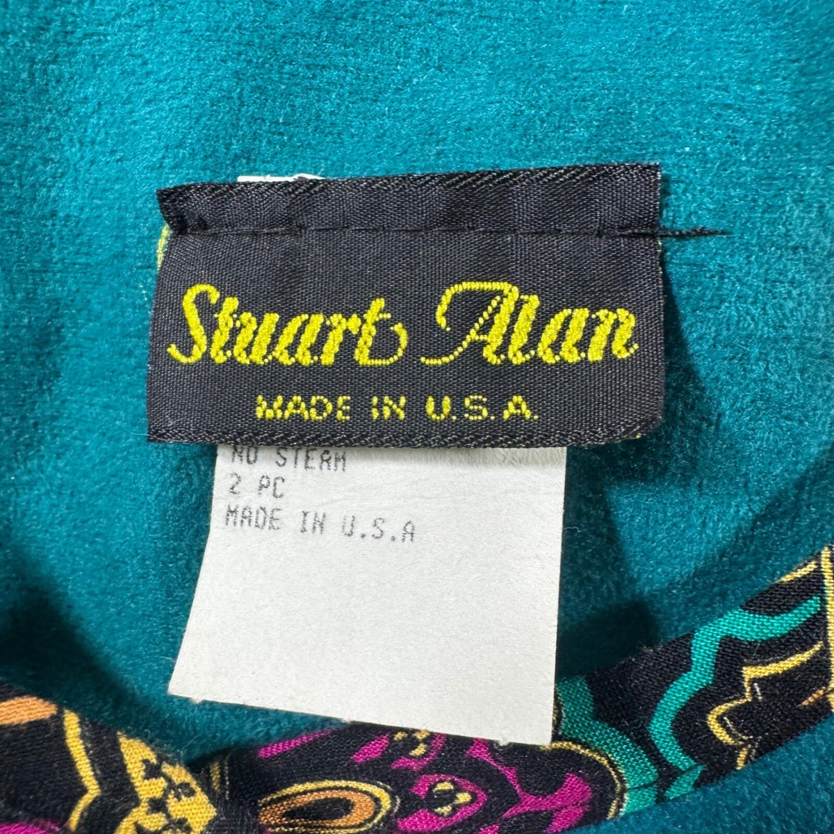Vintage Stuart Alan Paisley Trim Collarless Button Front Statement Jacket Sz 8