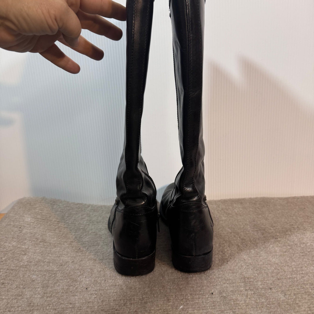 Frye Melissa Button Back Zip Boots Womens 6.5 Black Leather Knee High Equestrian