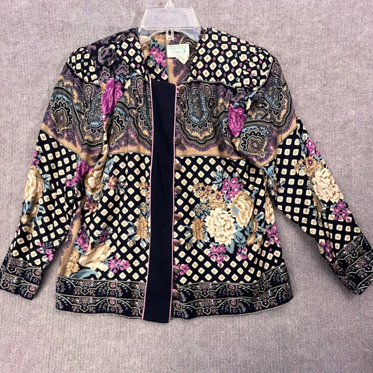 Lady Carol Petites Vintage Floral Paisley Print Blazer Jacket Size 6 Statement