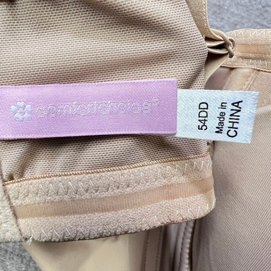 Comfort Choice Women's Full Coverage Bra Size 54DD Beige Wireless Plus Size