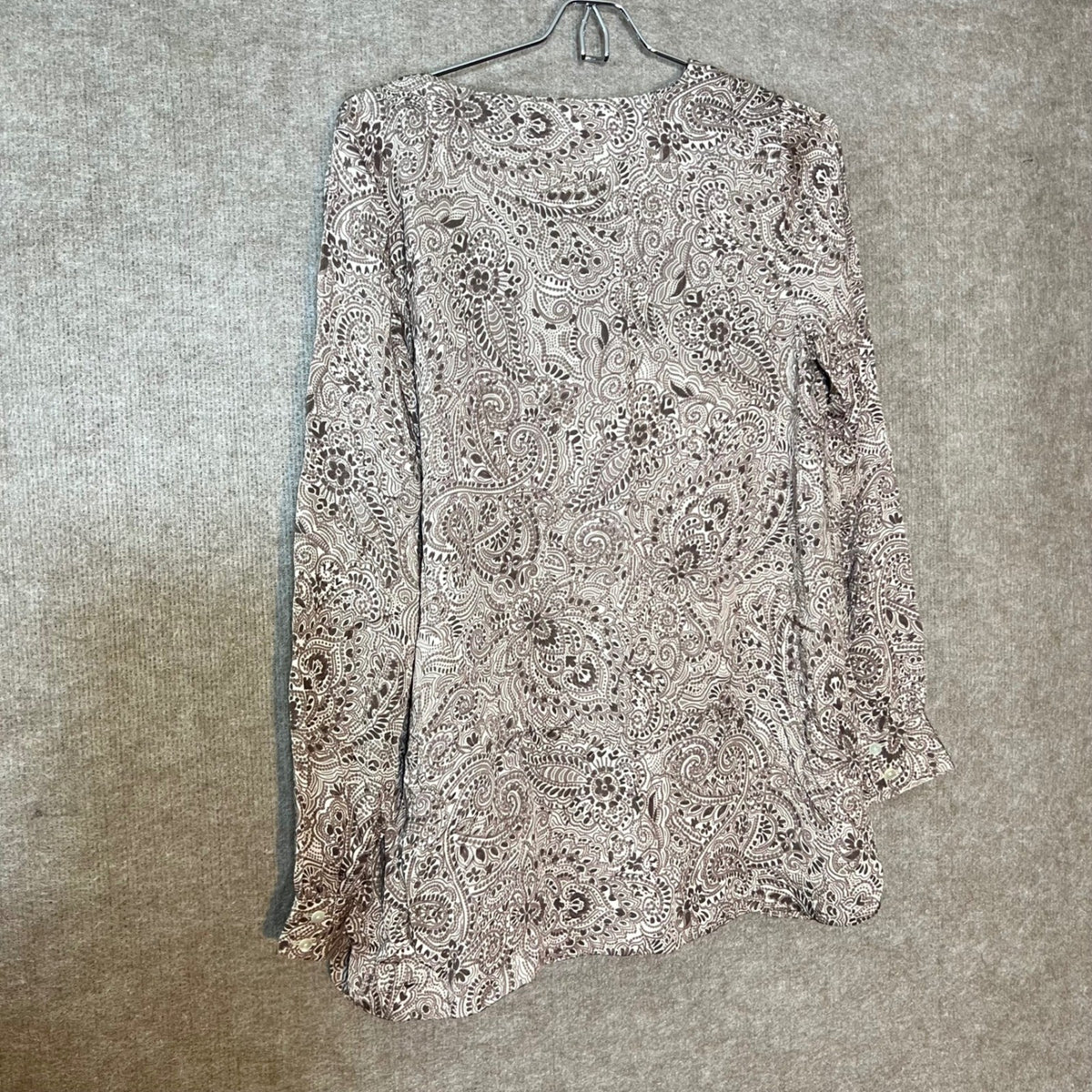 Pure Jill Button Up Top Women XS Brown Paisley Ecovero Viscose Boho