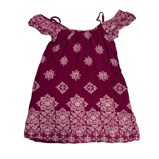 Mossimo Supply Co Cold Shoulder Top Womens XS Maroon Mandala Boho Peasant Blouse