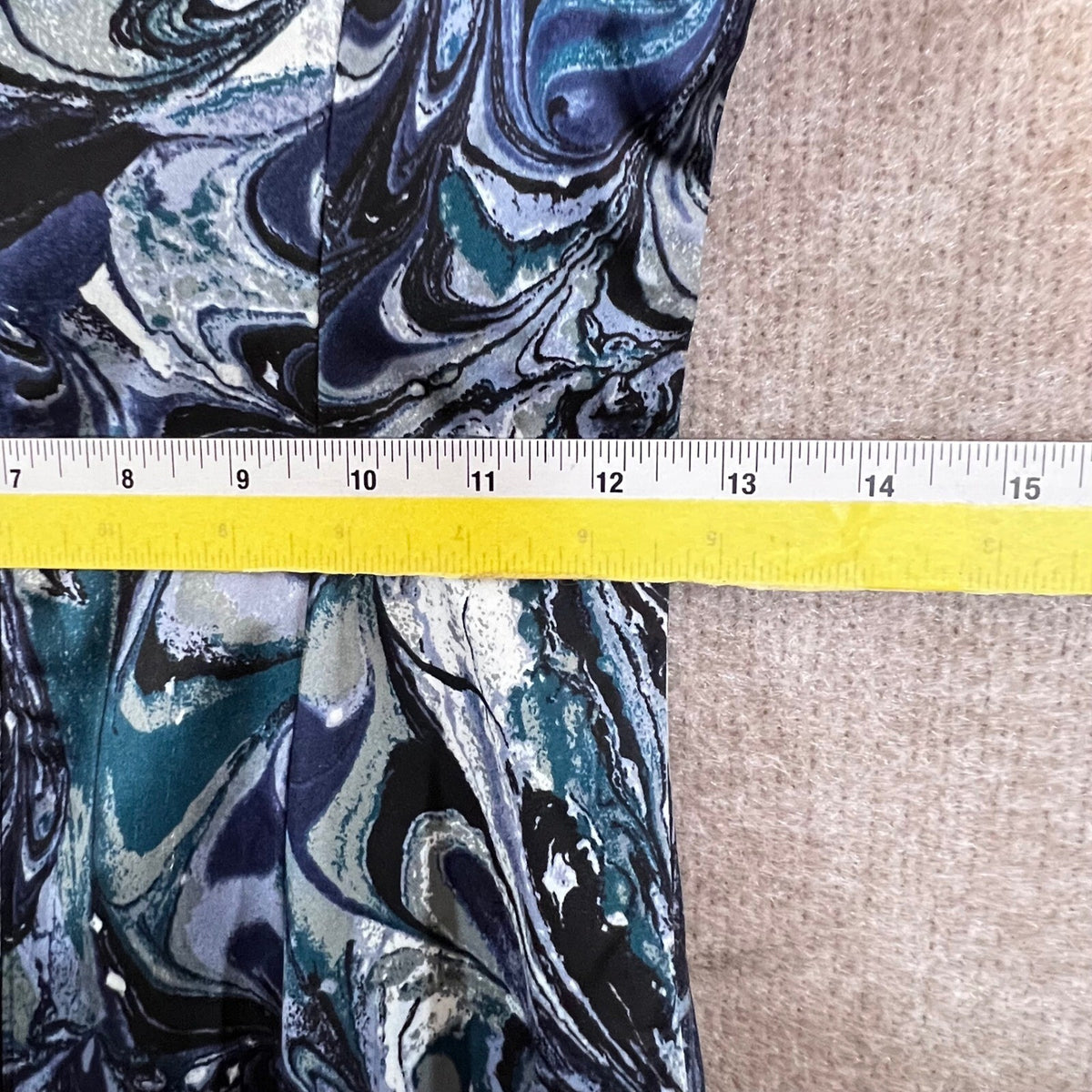 Abercrombie & Fitch Slit Satin Midi Dress S Blue Marble Print Sheath Bodycon