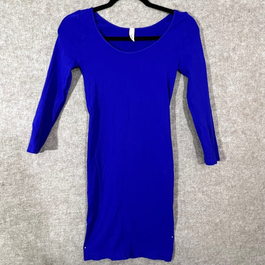 Nikibiki Bodycon Dress Women OS Blue Mini Long Sleeve Seamless Stretch Clubwear