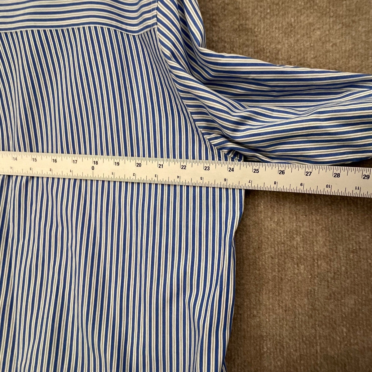 CHAPS Mens XL Button Down Shirt Long Sleeve Blue White Striped Easy Care