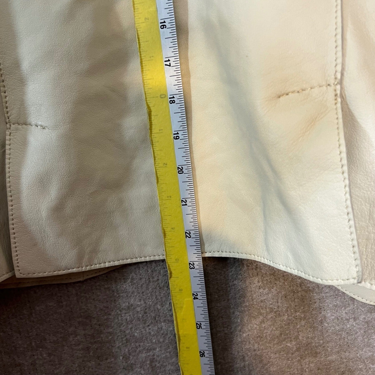Stroke by Berry Tielens Leather Blazer Womens 44 Cream Elbow Patch Jacket READ