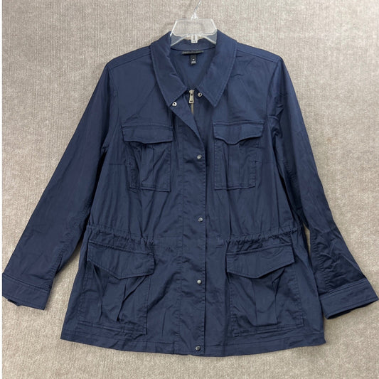 Lane Bryant Womens Navy Blue Cotton Blend Chore Coat Anorak Jacket Size 22