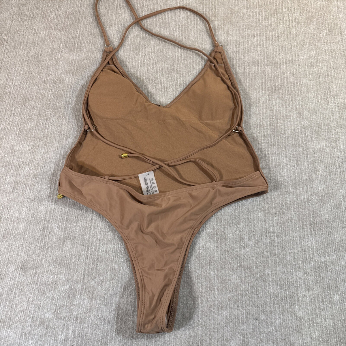 Matte collection Women Swimsuit L Hi Cut Brown String 1PC