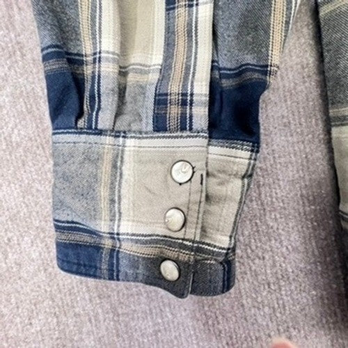 Work n Sport Plaid Flannel Shirt Mens LT Long Sleeve Western Style Blue