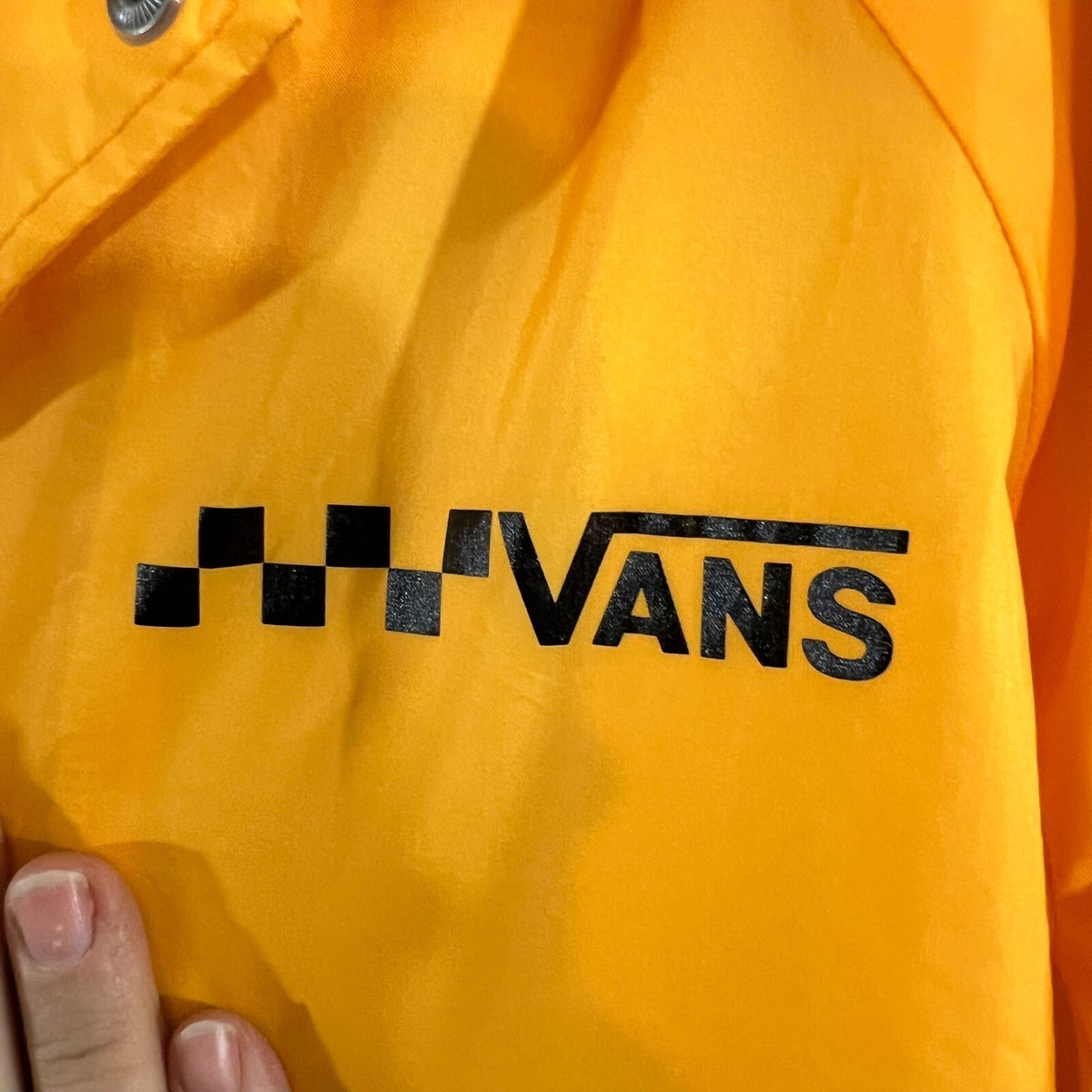 Vans Coaches Jacket Mens Large Yellow Checkerboard Logo Windbreaker Skater