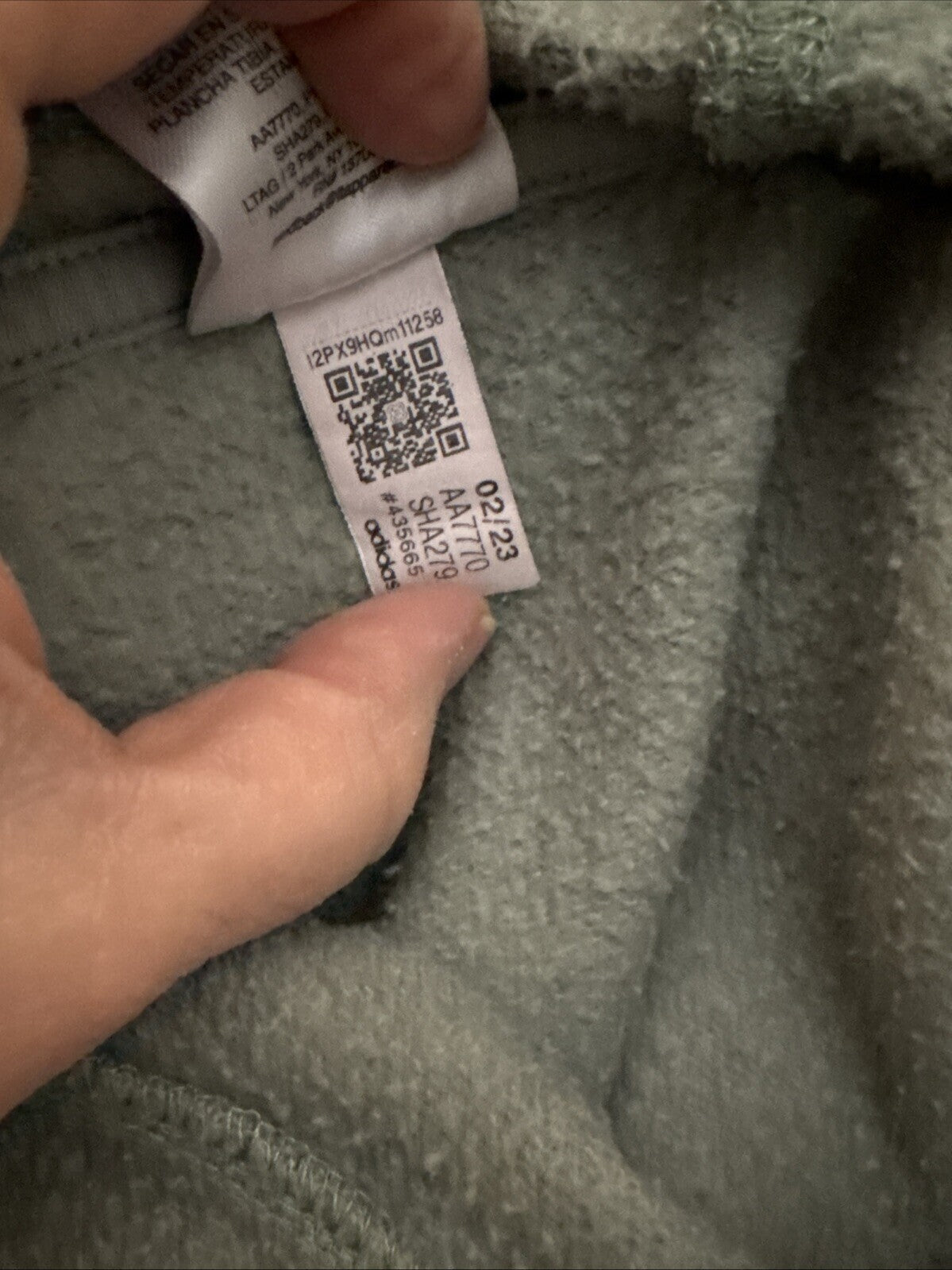 Adidas Hoodie Women 18/20 Kangaroo Pocket Green Cloud Wash Fleece Relaxed Fit