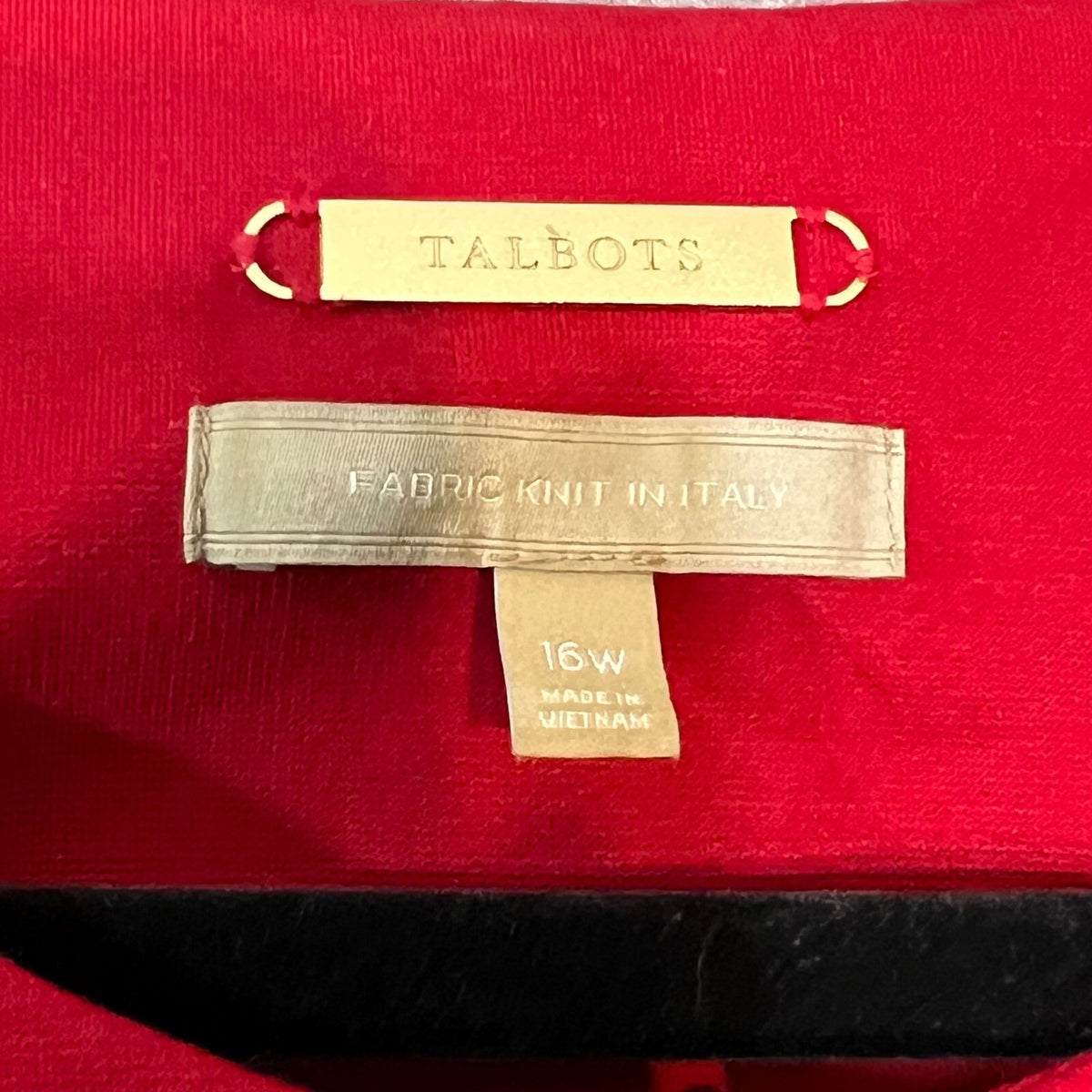 Talbots Zip Front Blazer Women 16W Red Italian Knit Long Sleeve Career Chic