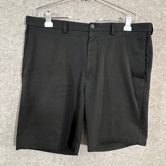 Haggar Cool 18 Pro Shorts Mens 38 Black Performance Golf Flat Front Athleisure