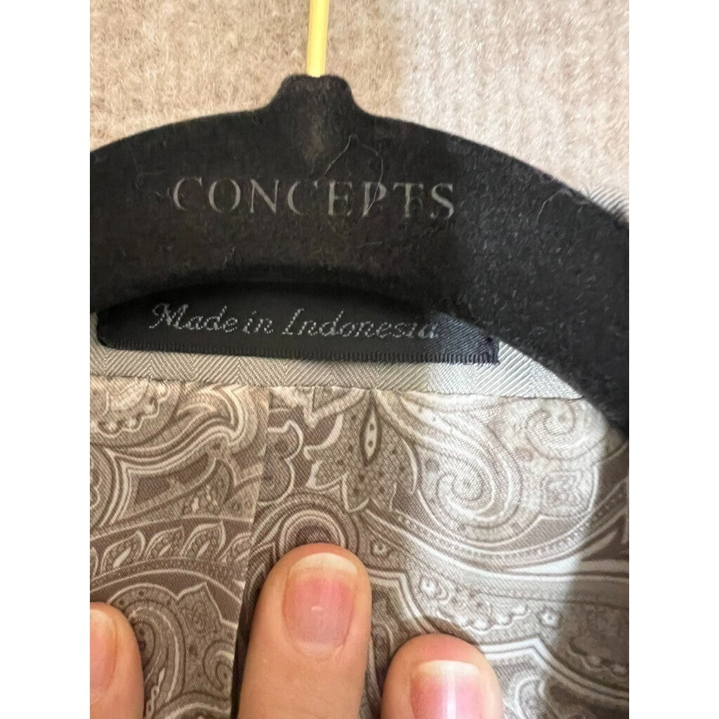 Concepts Blazer Men Size 40R Grey Herringbone Two Button Formal Business Casual