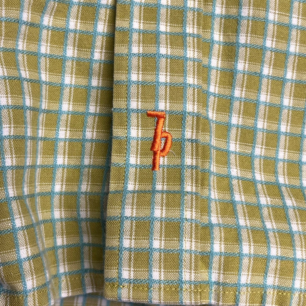 Diamond Jim Mens L Plaid Button Down Shirt Long Sleeve Green Blue White