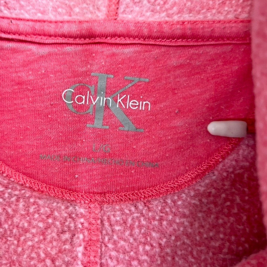 Calvin Klein L Pink Pullover Sweatshirt Cowl Neck Cross Front Athleisure Top