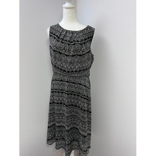 Ryan Michelle Black White Paisley Print Sleeveless Dress Size 14 Career