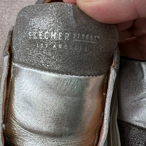 Skechers Street Los Angeles Silver Metallic Slip On Sneakers Size 7