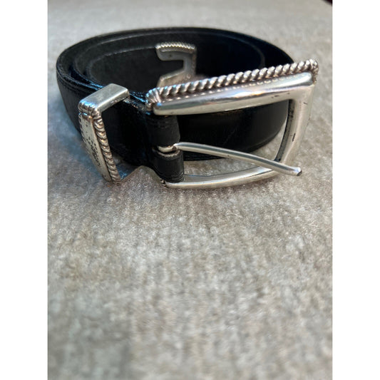 Brighton Leather Belt Womens 30 Black Silver Western Rope Buckle Cowgirl Boho