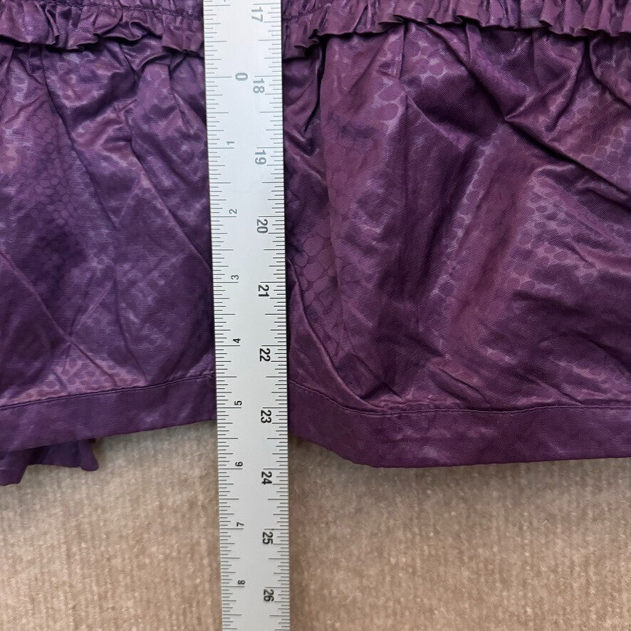 Chico's Sz 2 Purple Ruffled Short Rain Jacket