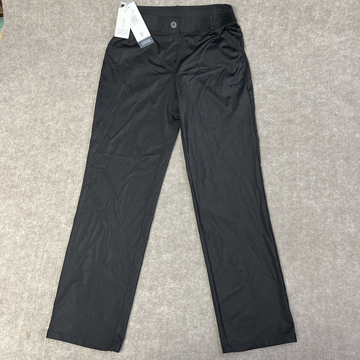 Brisira Womens M 29” Black Pull On Dress Pants With Pockets Spandex Capsule