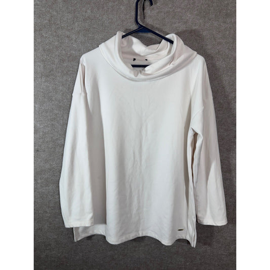 Jones New York Signature Top Women XL Cream Cowl Neck Long Sleeve Casual Minimal