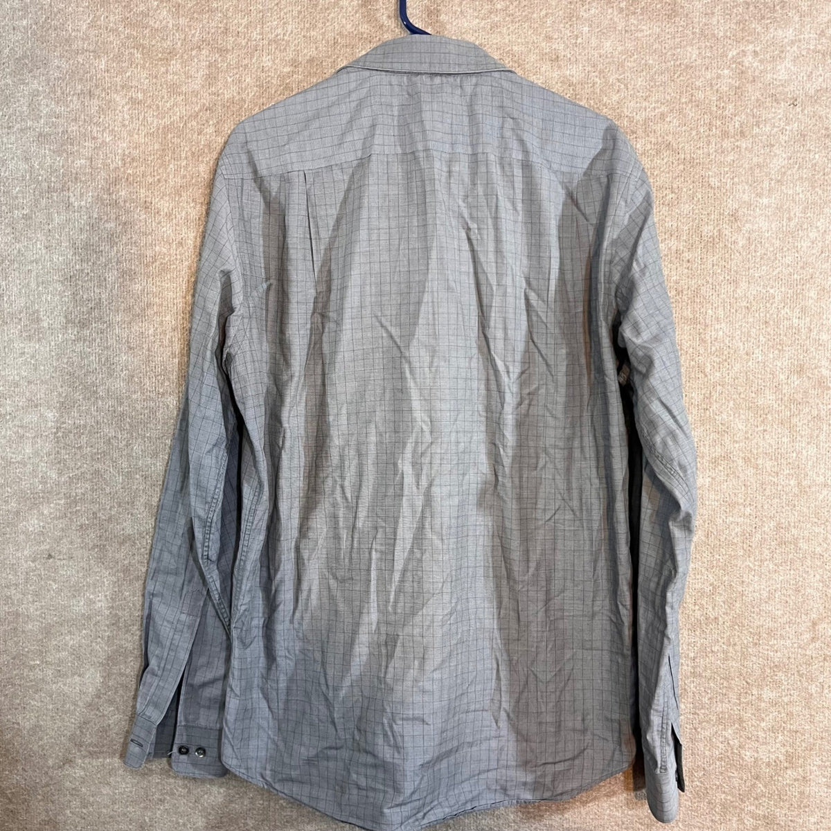 Hugo Boss Button Up Shirt Mens 15.5 34/35 Gray Plaid Long Sleeve Business Casual