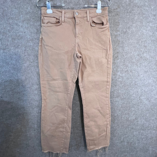 L'AGENCE Jeans Women 27 Tan Raw Hem Cropped Stretch Denim Neutral Minimalist