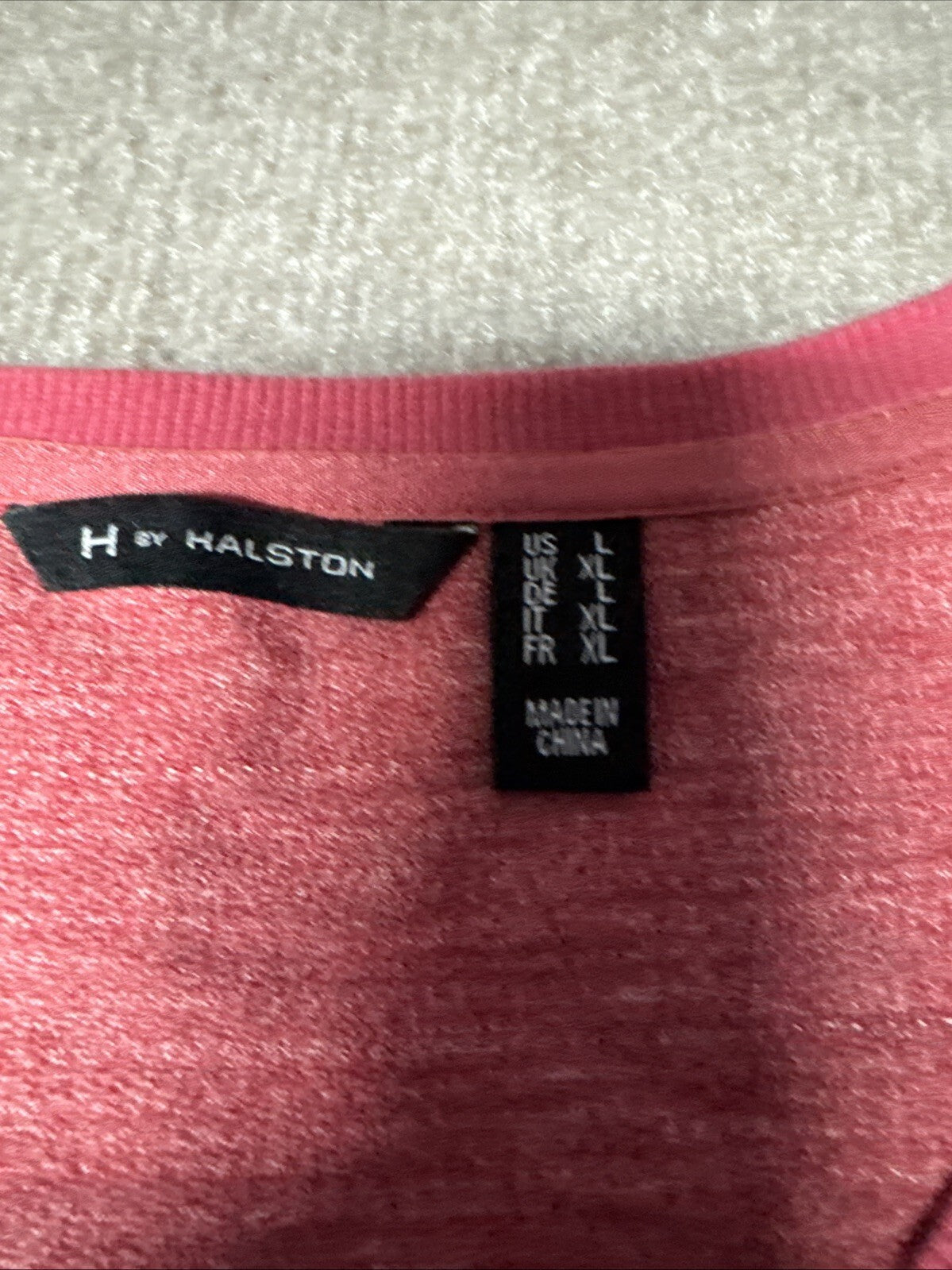 H By Halston Womens Red Heather 3/4 Sleeve Blouse V Neck Pullover Size Lg
