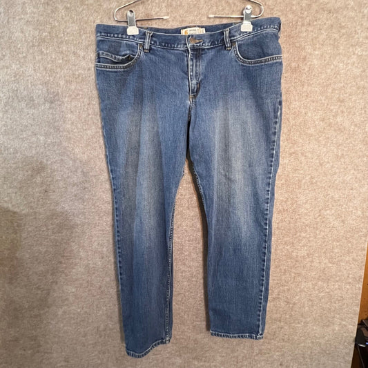 Carhartt Jeans Womens 16W Regular Blue Straight Leg Denim Workwear Gorpcore
