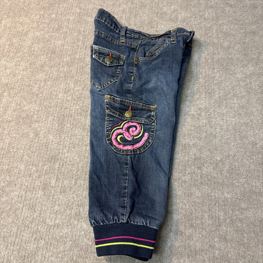 Vintage Y2K Enyce Kids Sz 10 Embroidered Denim Jeans Cuffed Baggy Y2K Cargo