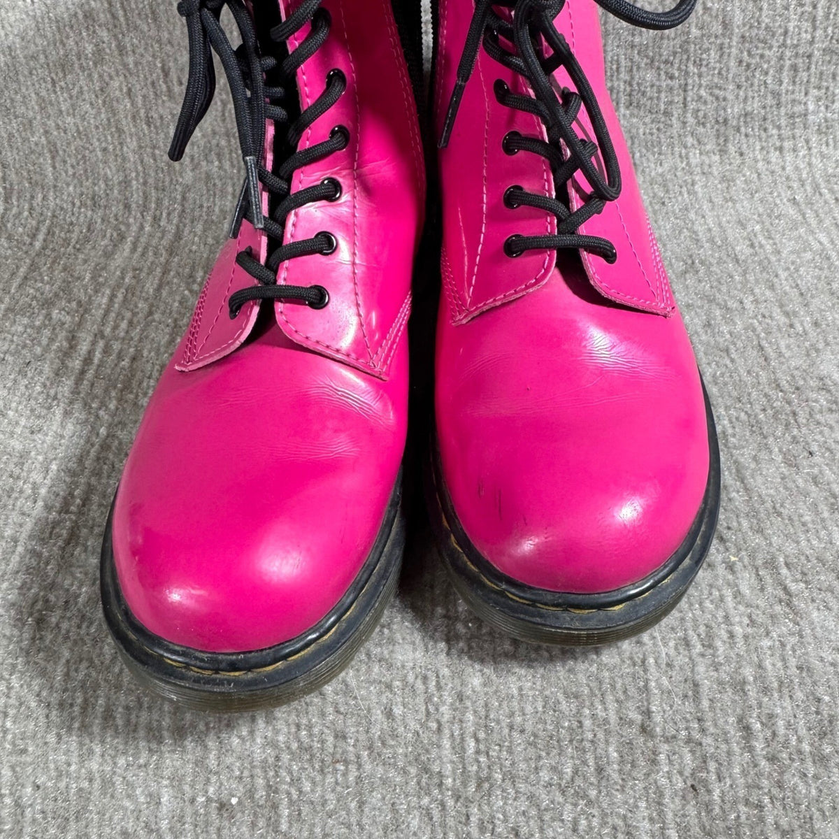 Dr Martens Boot Women Size 4 Hot Pink Patent Leather Side Zip Combat Punk Goth