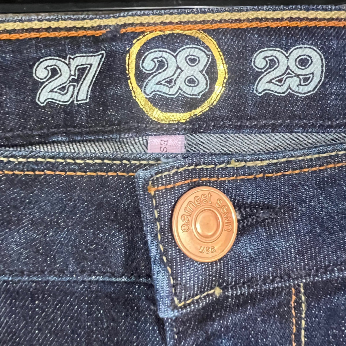 Earnest Sewn Esra Mid Rise Skinny Jeans Womens 28 Dark Wash Denim Made in USA