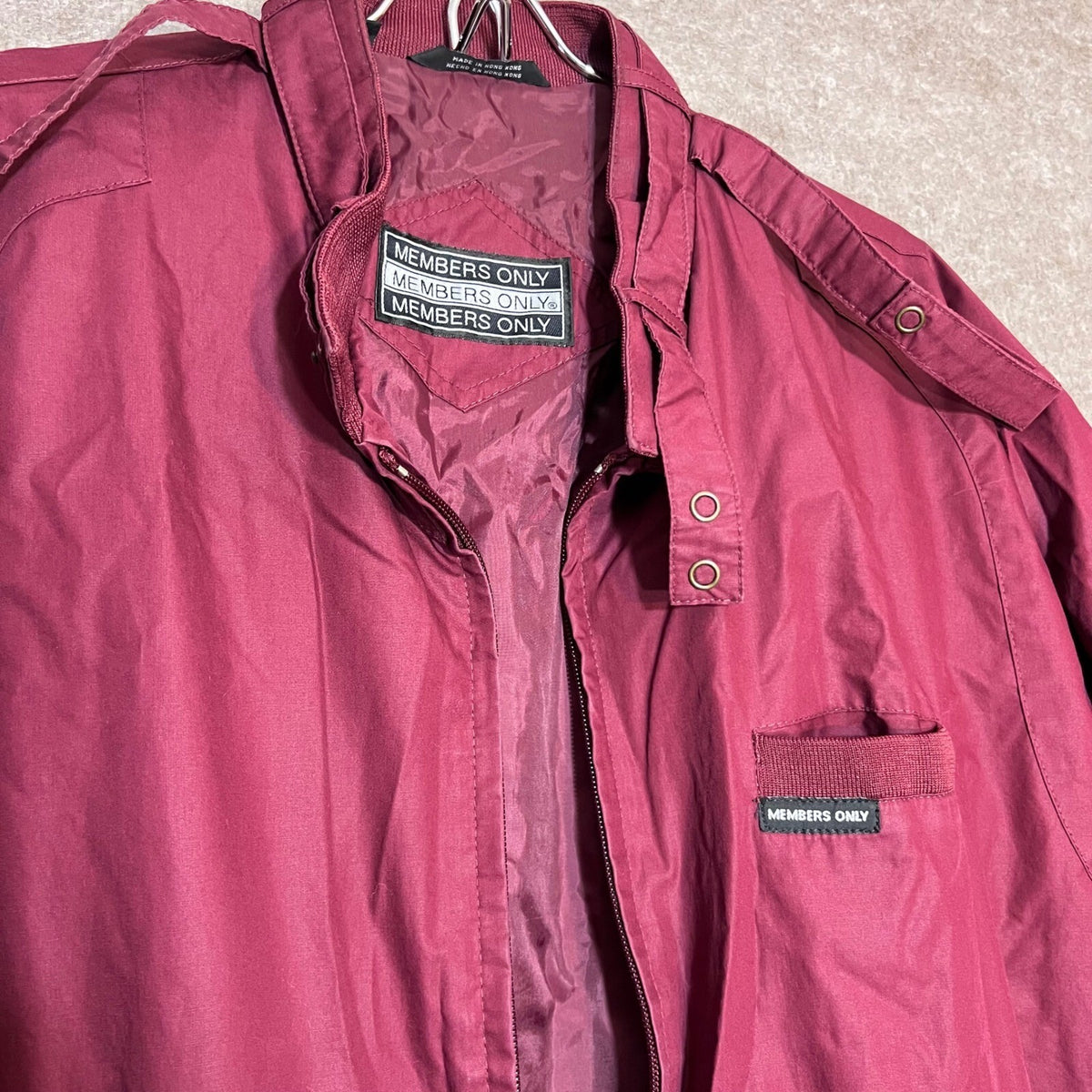 Vintage Members Only Jacket Mens XL Maroon Racer Bomber Lightweight Classic