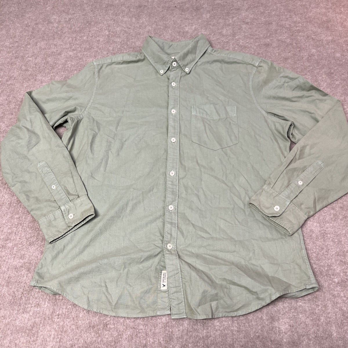 American Eagle Mens Large L LG Sage Button Down Casual Preppy Comfort Shirt