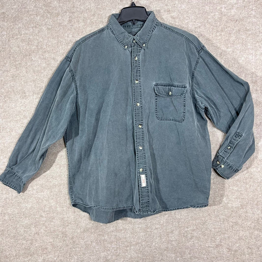Wrangler Hero Authentic Denim Shirt XL Gray Western Y2K Workwear