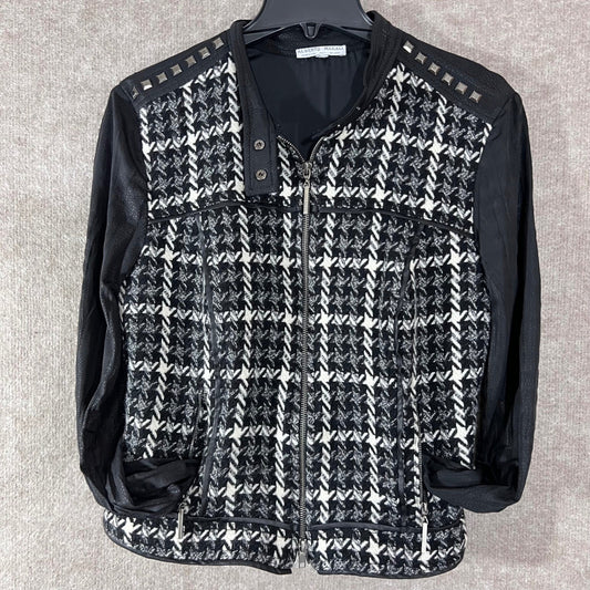 Alberto Makali Jacket Womens Large Black Houndstooth Snake Print Studded Edgy