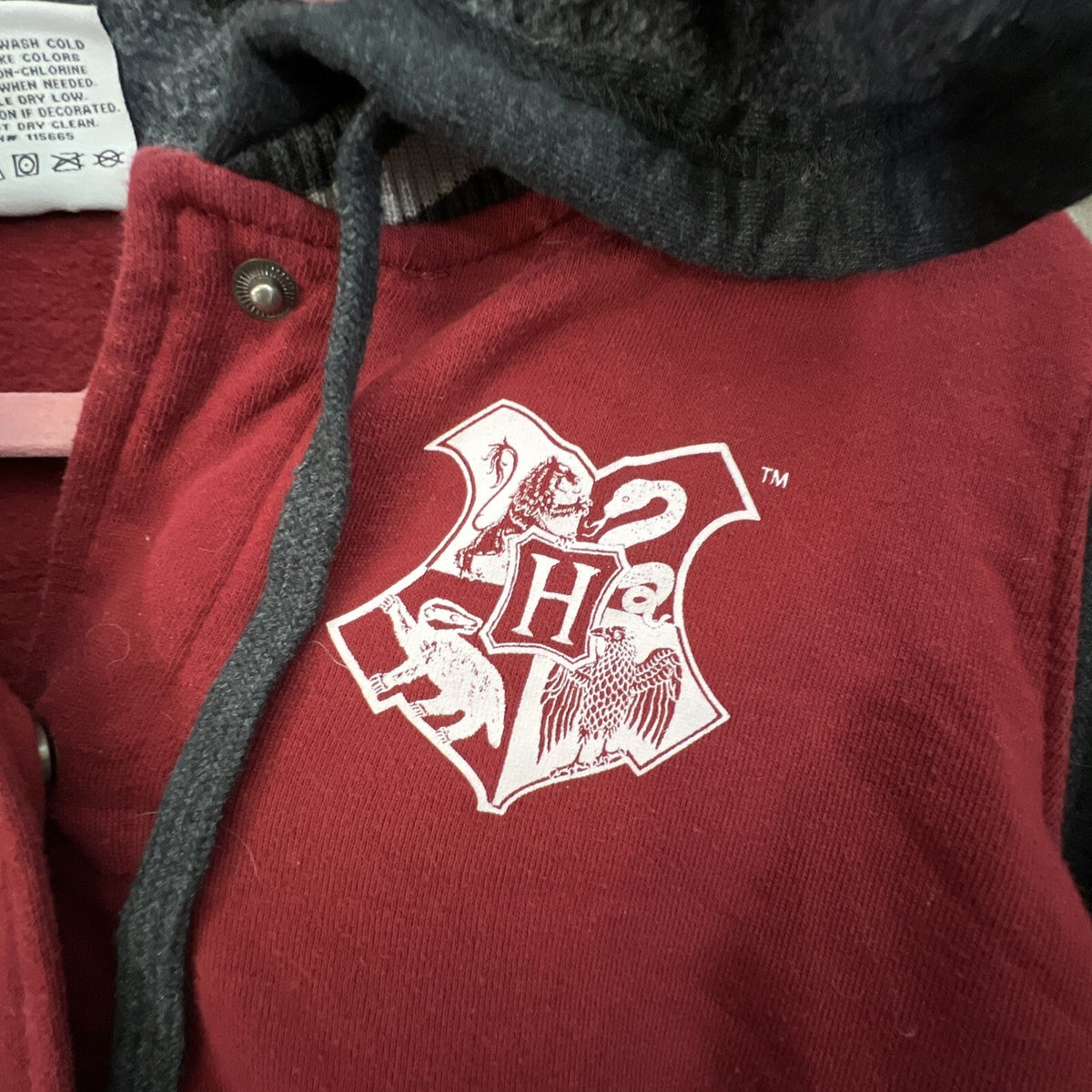 Harry Potter Hogwarts Jacket Womens Small Varsity Hoodie Snap Button Crest