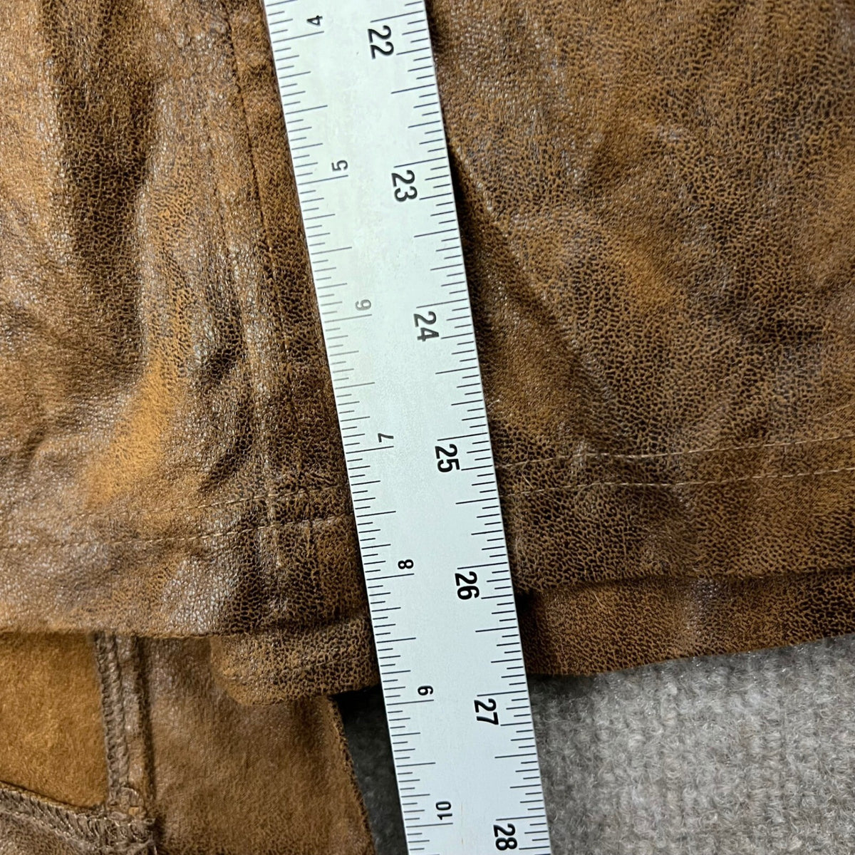 Allison Daley Plus Size 18W Brown Faux Leather Drape Front Jacket Blazer