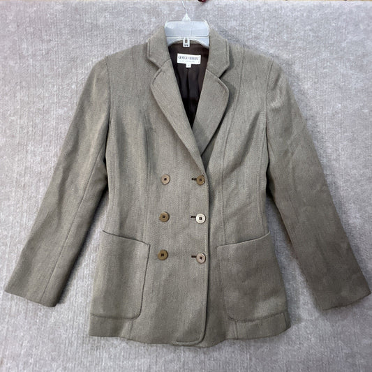 Armani Collezioni Womens 4 Wool Jacket Taupe Made Italy Minimalist Blazer READ