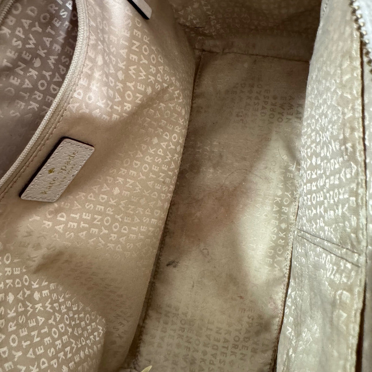Kate Spade Tote Bag Womens Cream Black Colorblock Leather Shoulder Handbag
