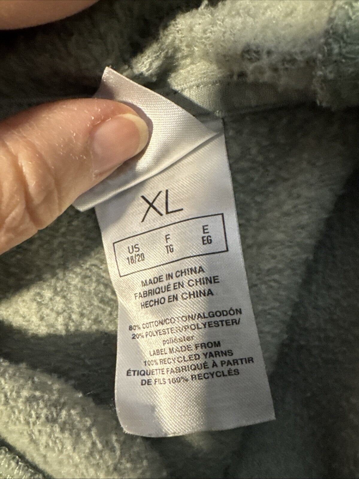 Adidas Hoodie Women 18/20 Kangaroo Pocket Green Cloud Wash Fleece Relaxed Fit