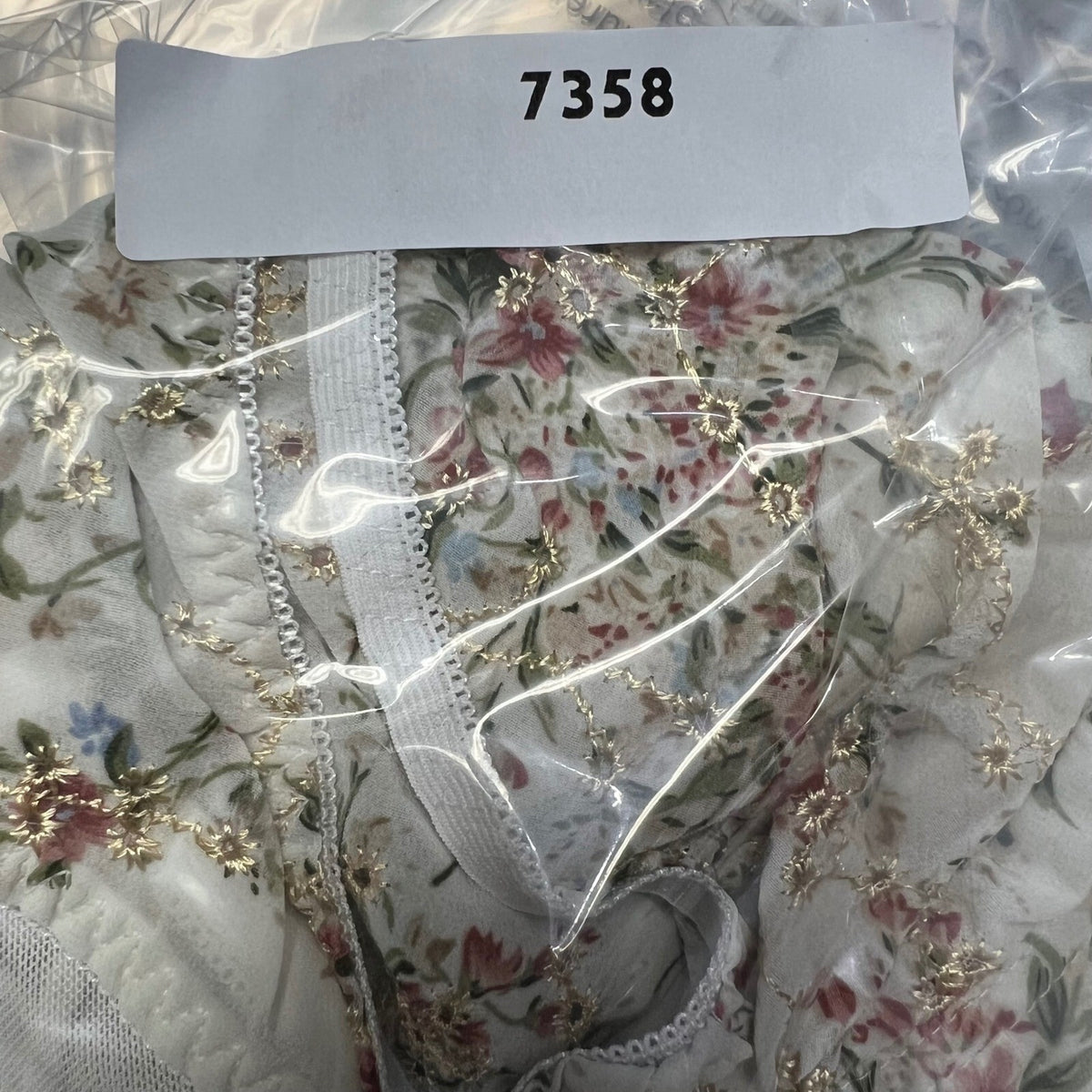 Floral Corset Crop Top Puff Sleeve Blouse White Gold Pink Party Cute
