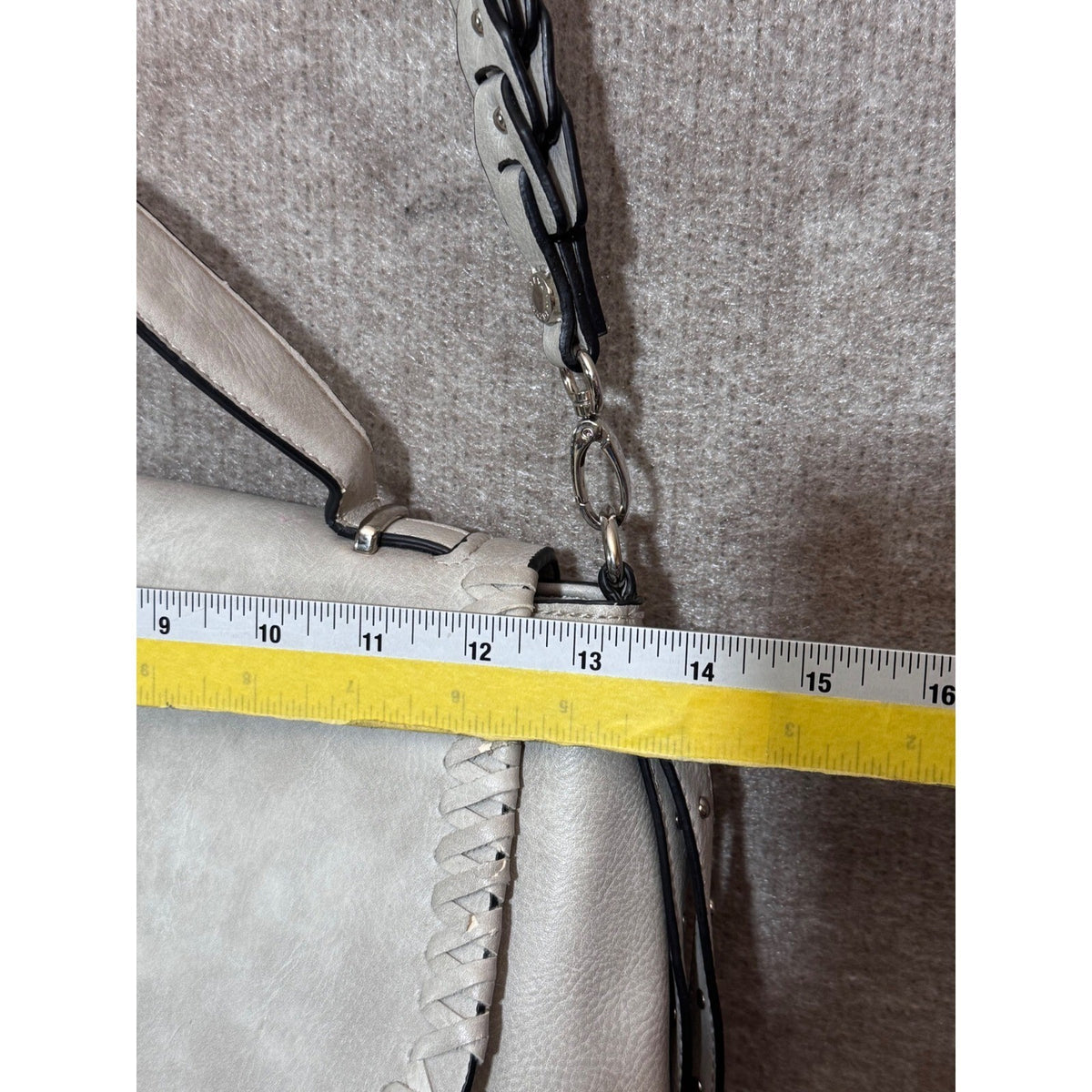 Steve Madden Satchel Shoulder Bag Oversized Faux Leather Braided Whipstitch Boho