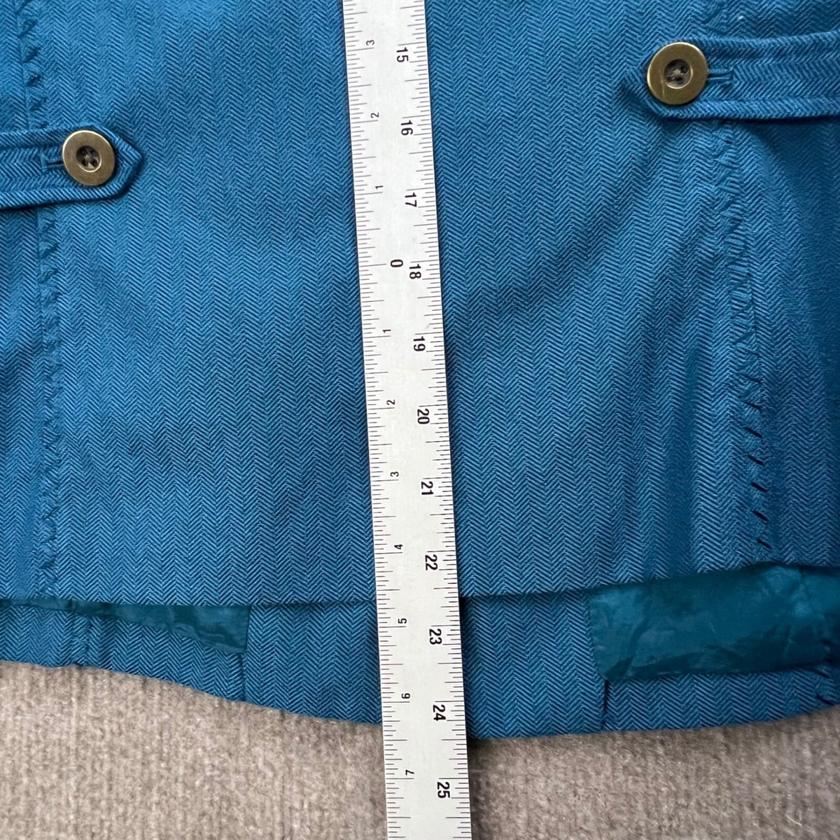 Coldwater Creek Womens Blazer Jacket Size 12 Blue Herringbone Career Office